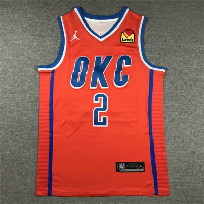 NBA 2 Gilgeous-Alexander OKC Thunder 2024-25 statement Maillot orange brodé